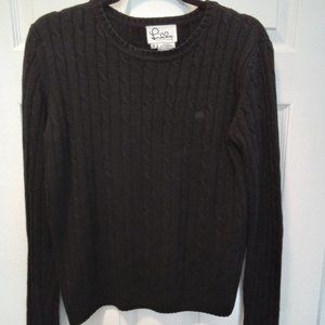 LILLY PULITZER CREW NECK LONG SLEEVE SWEATER,  BLACK CABLE STITCH, SIZE XL
